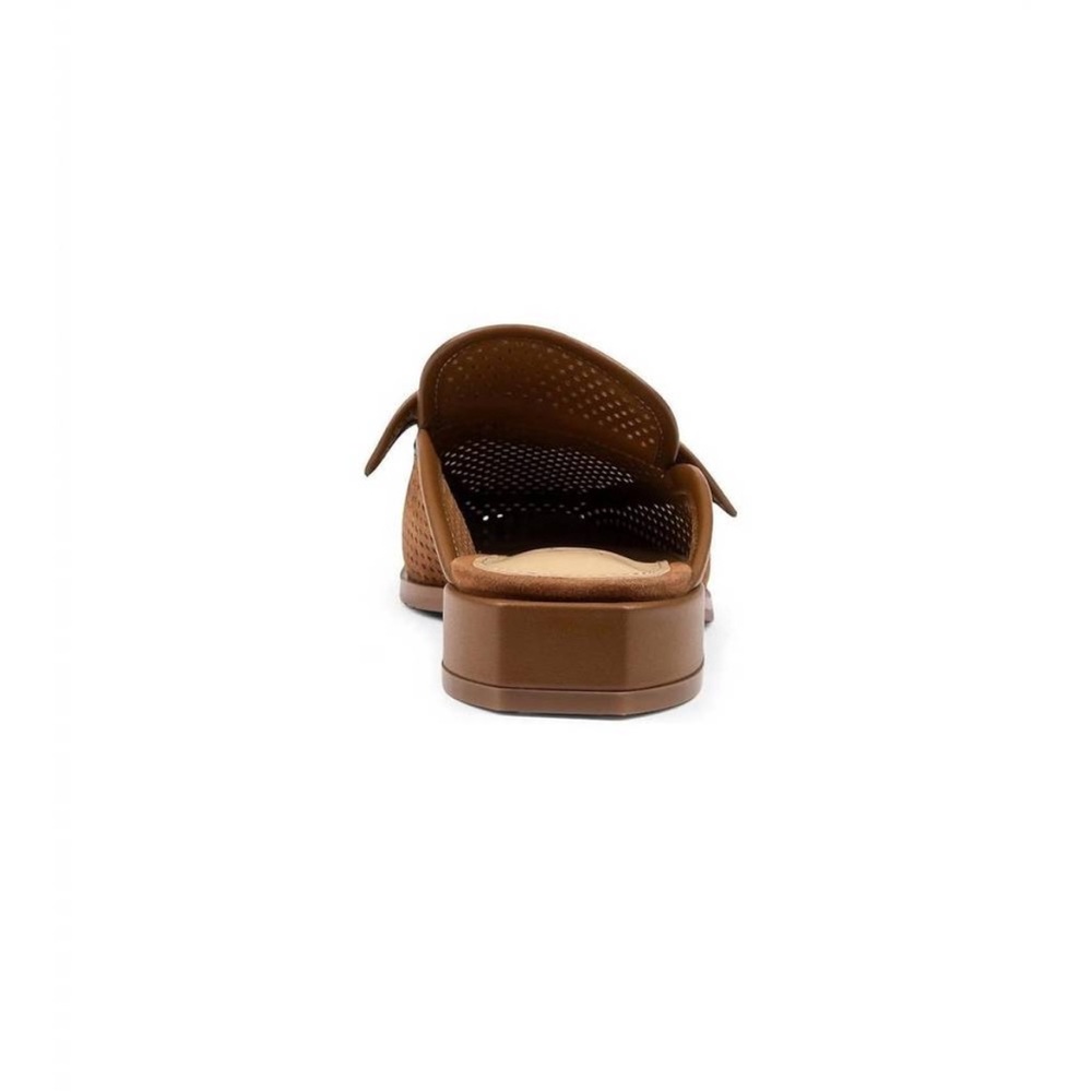 NYDJ Tillie Mule Flats Perforated Womens Cognac leather & suede loafers Size 5.5 - Picture 3 of 3